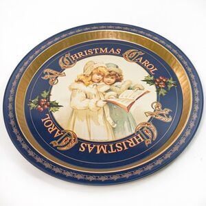 Vintage 1995 A Christmas Carol Round Aluminum Serving Tray Victorian Girls